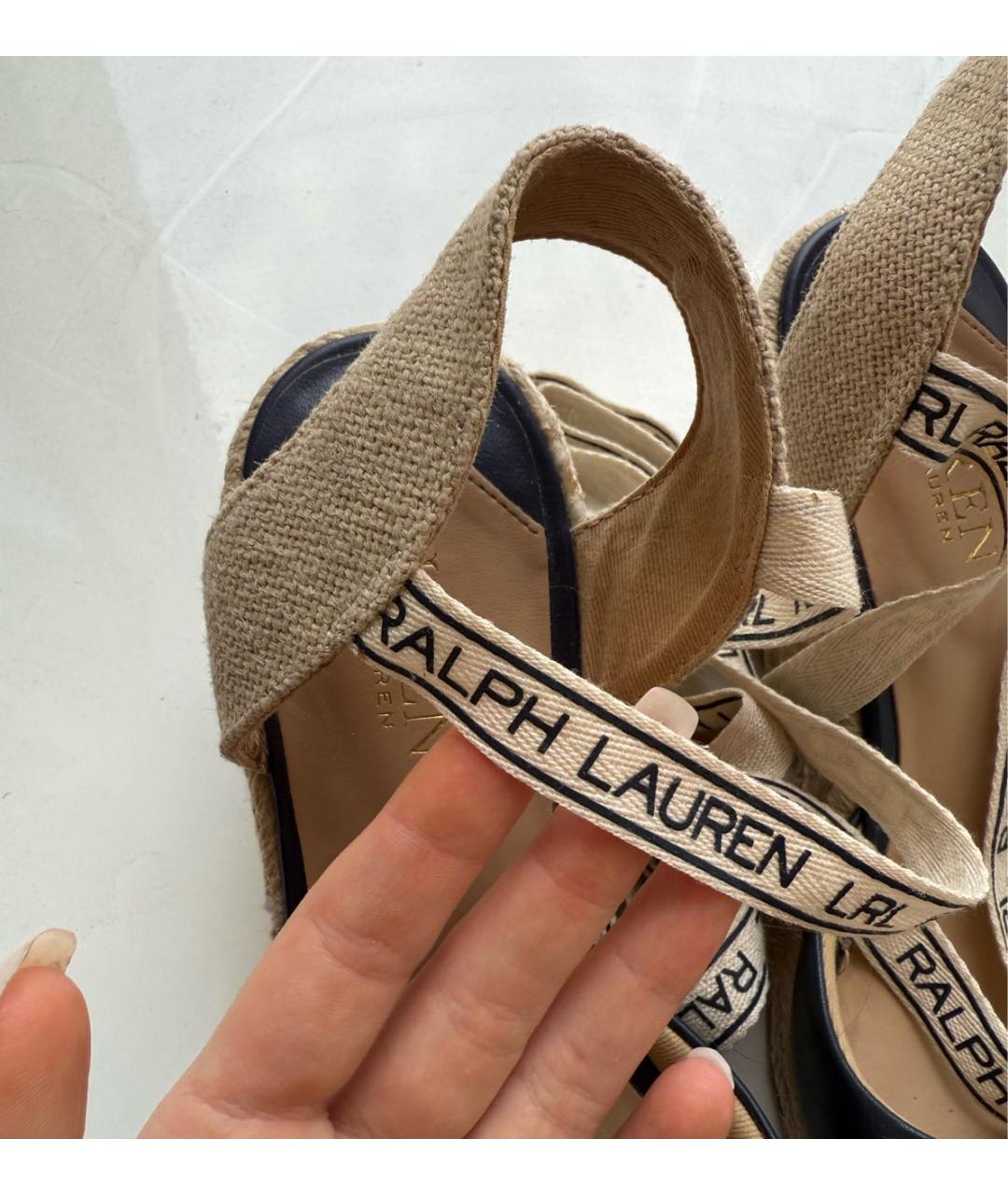 RALPH LAUREN Темно-синие кожаные сандалии, фото 8