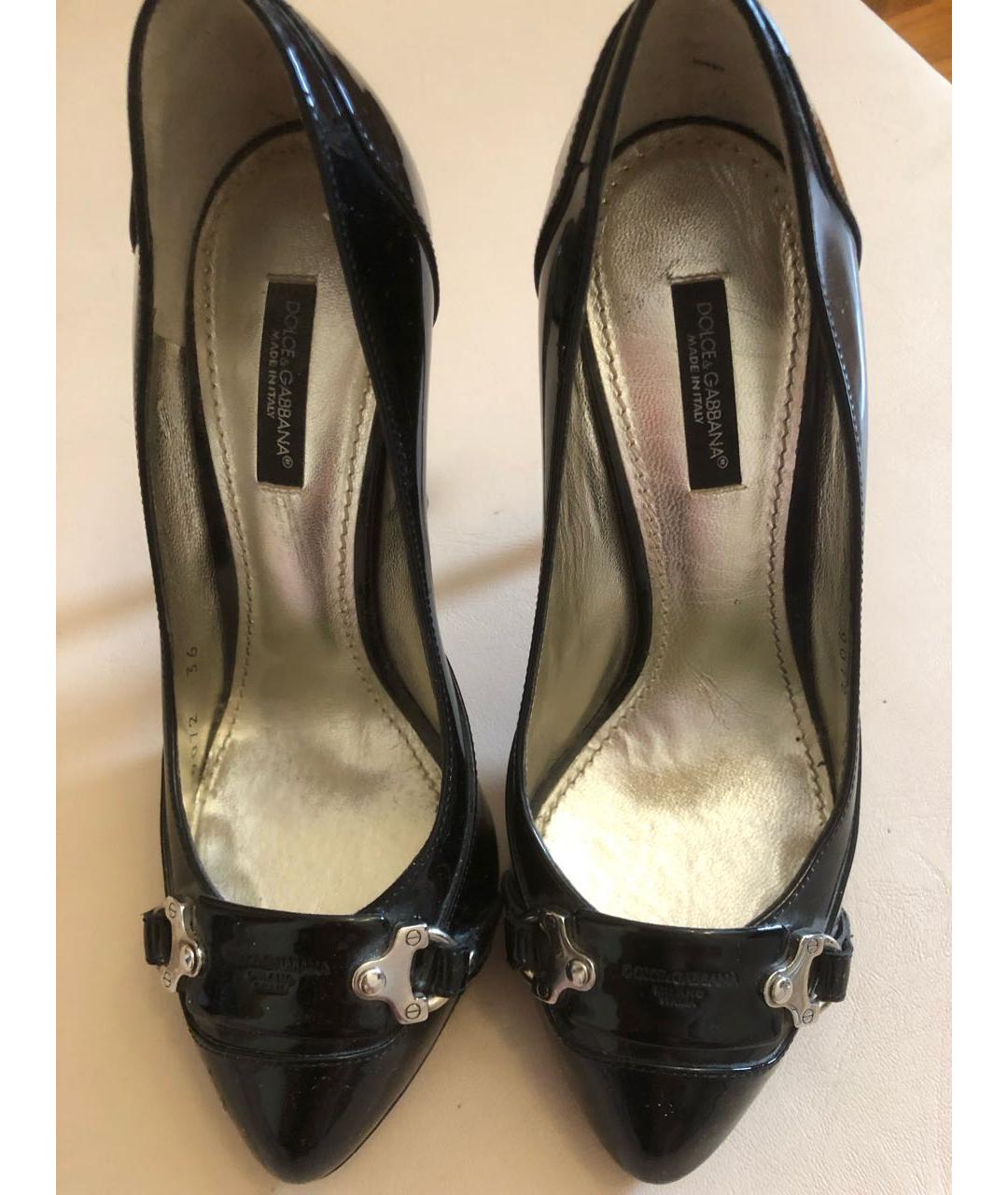 DOLCE&GABBANA Черные кожаные туфли, фото 2