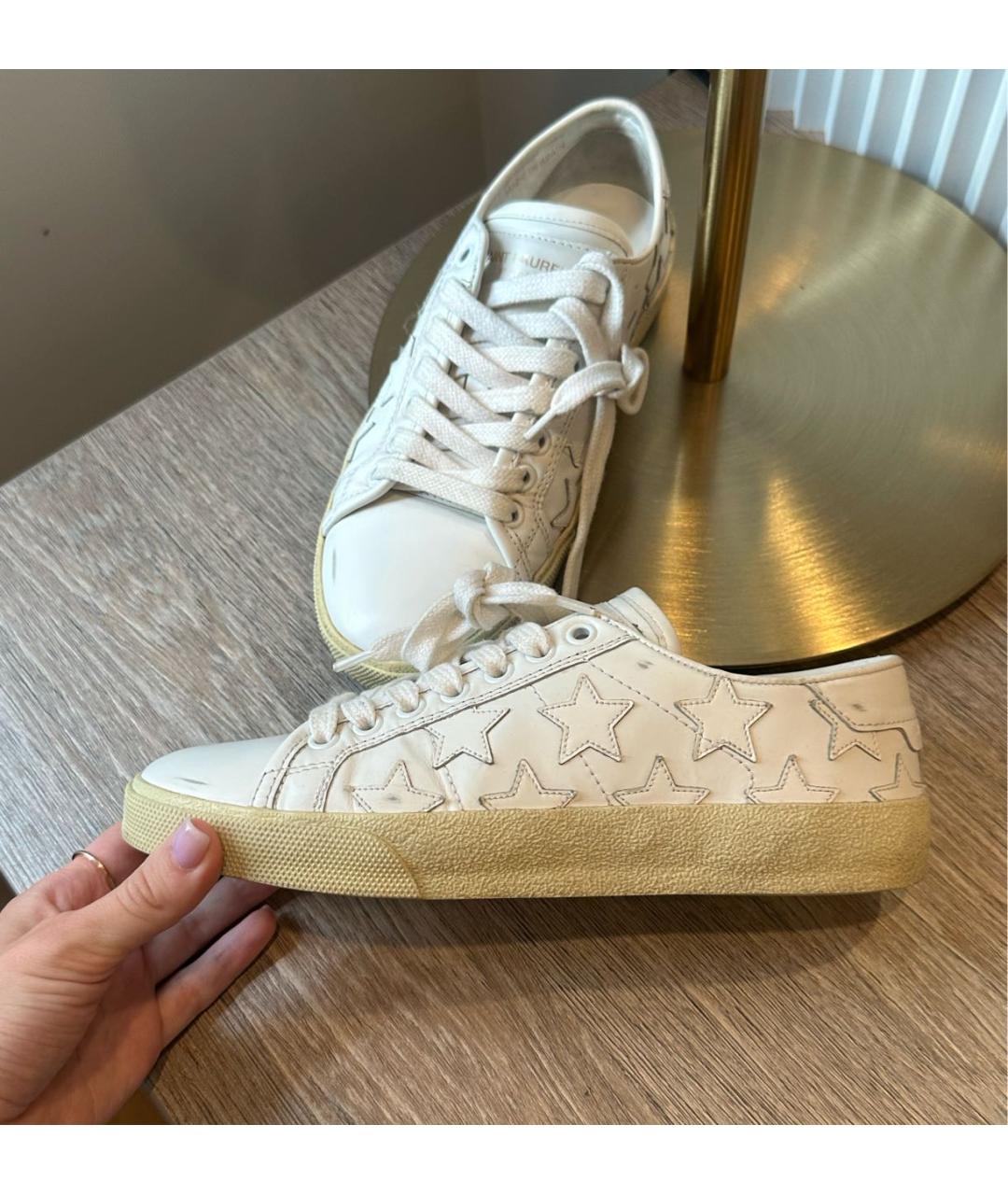 SAINT LAURENT Белые кожаные кеды, фото 4