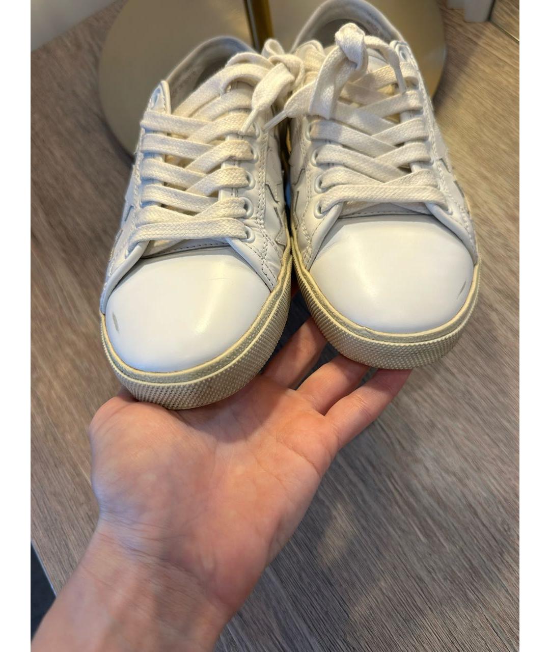 SAINT LAURENT Белые кожаные кеды, фото 3