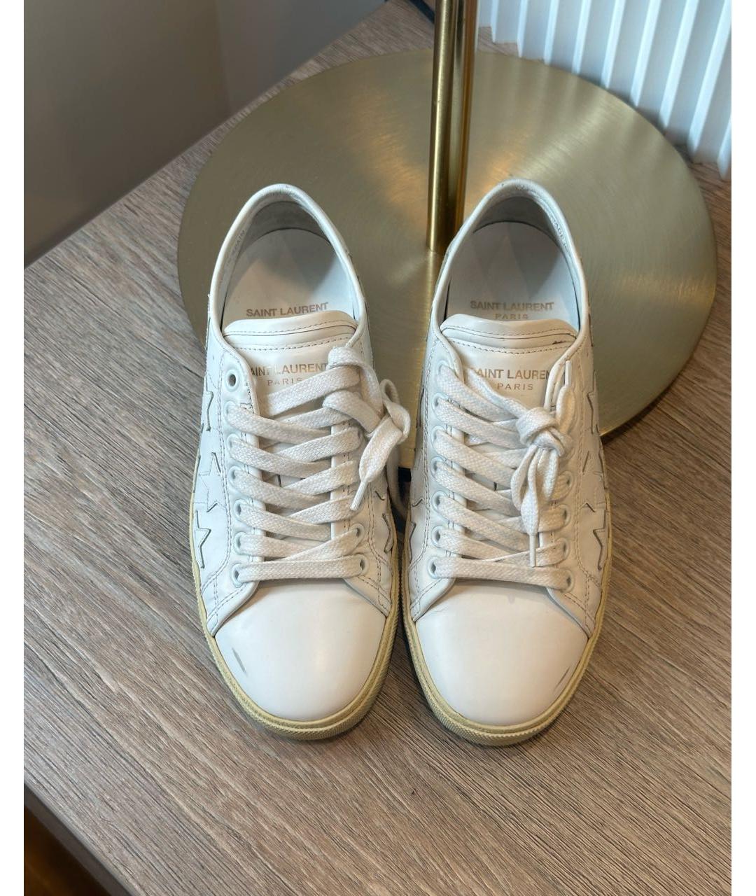 SAINT LAURENT Белые кожаные кеды, фото 2