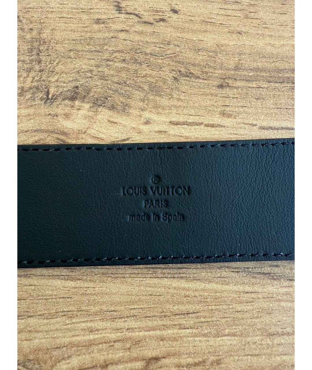 LOUIS VUITTON Черный кожаный ремень, фото 3