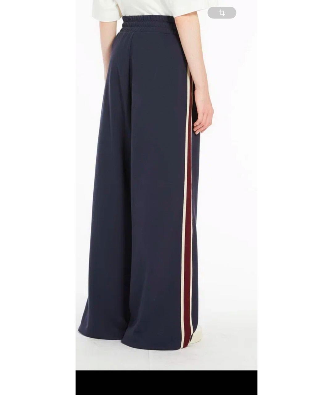 WEEKEND MAX MARA Темно-синие хлопковые брюки широкие, фото 2