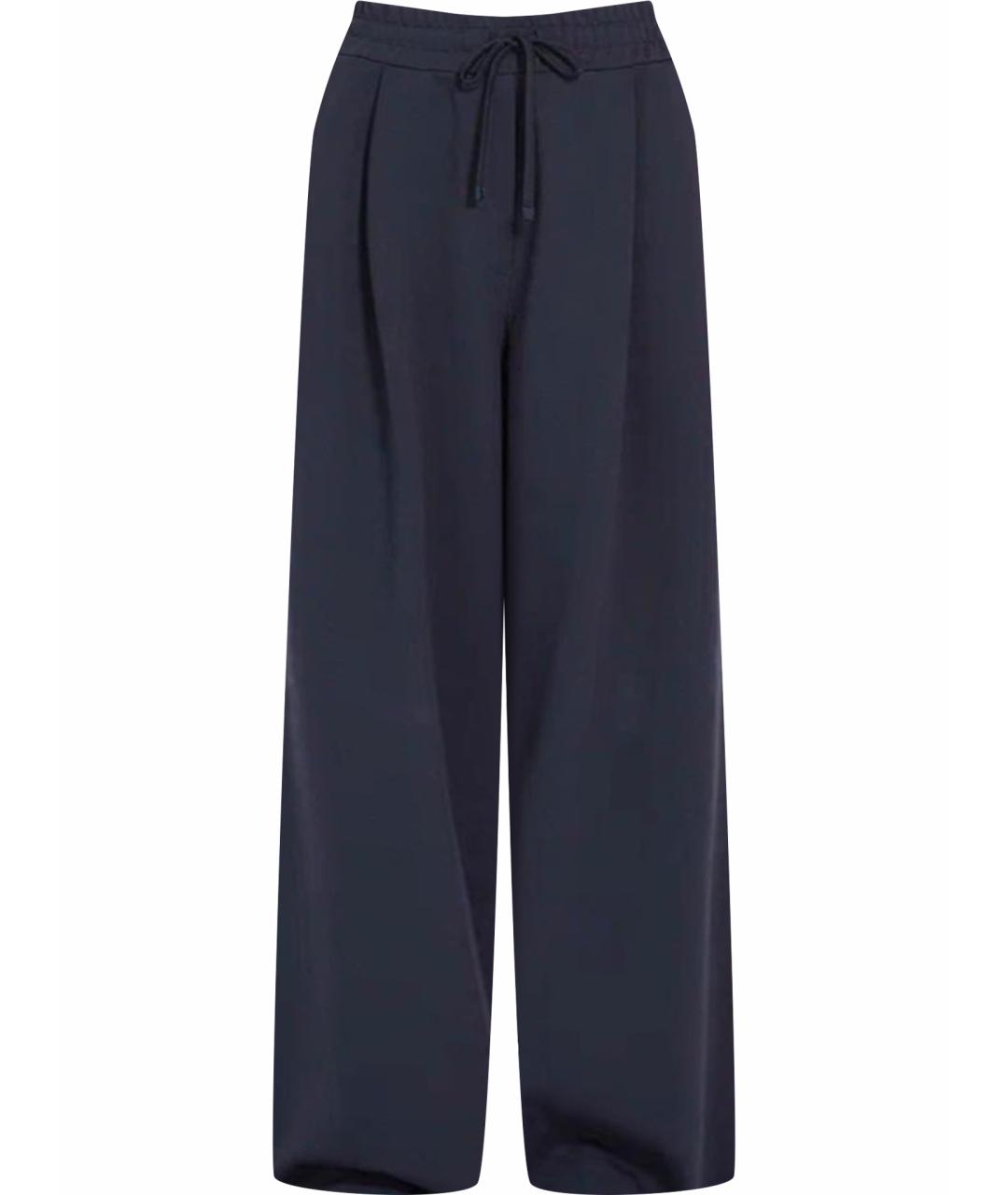 WEEKEND MAX MARA Темно-синие хлопковые брюки широкие, фото 1
