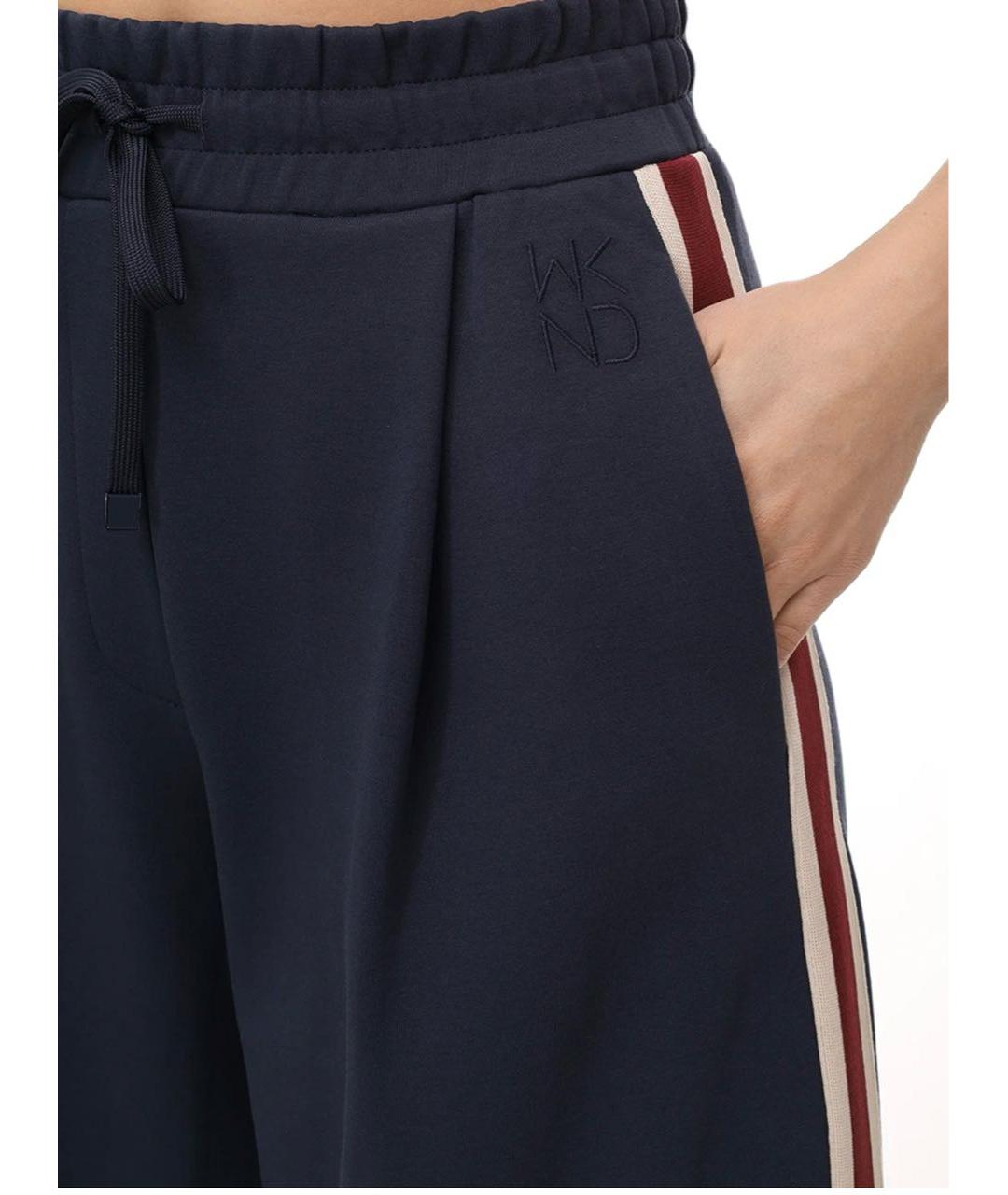 WEEKEND MAX MARA Темно-синие хлопковые брюки широкие, фото 5