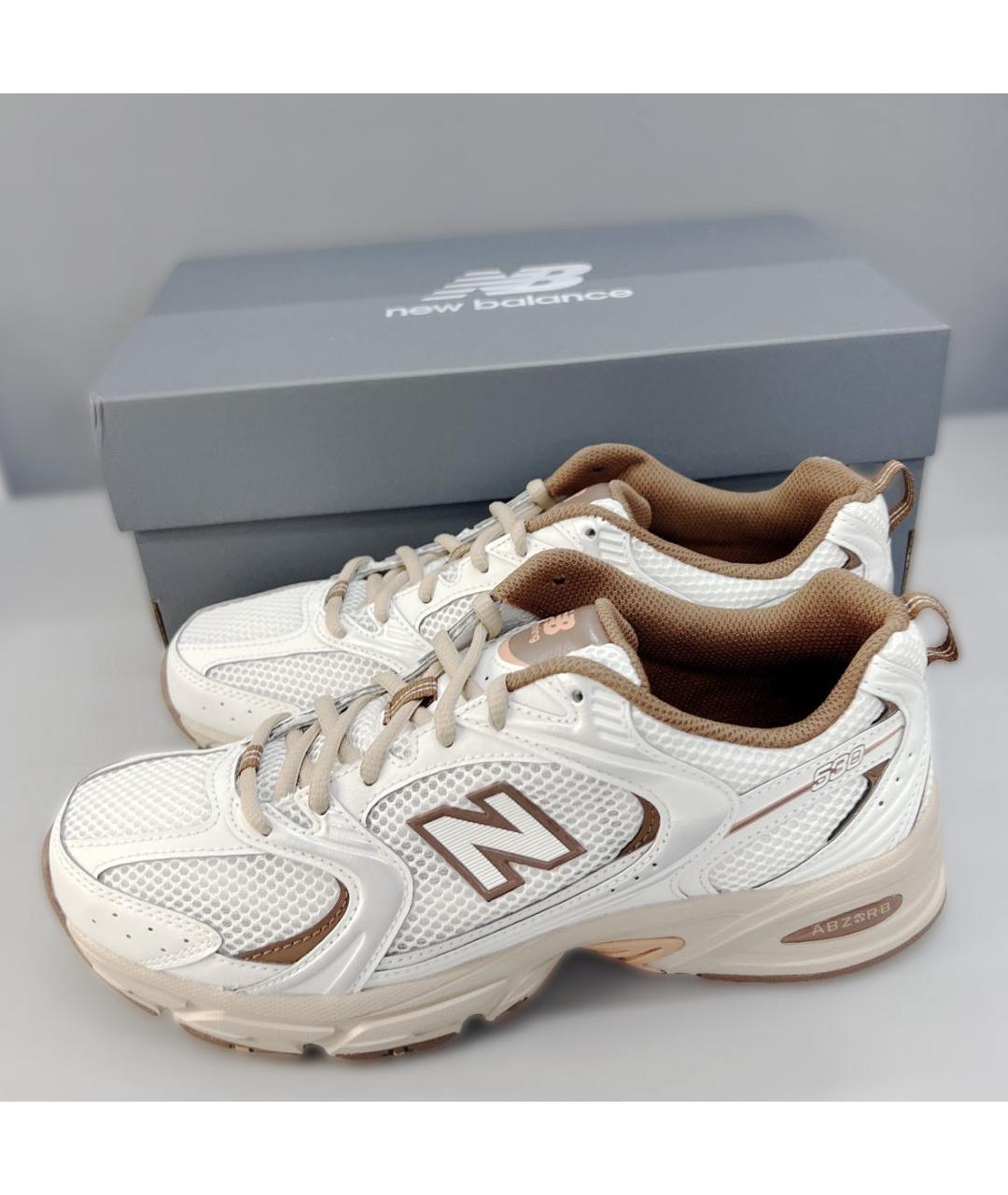 NEW BALANCE Бежевые кожаные кроссовки, фото 4
