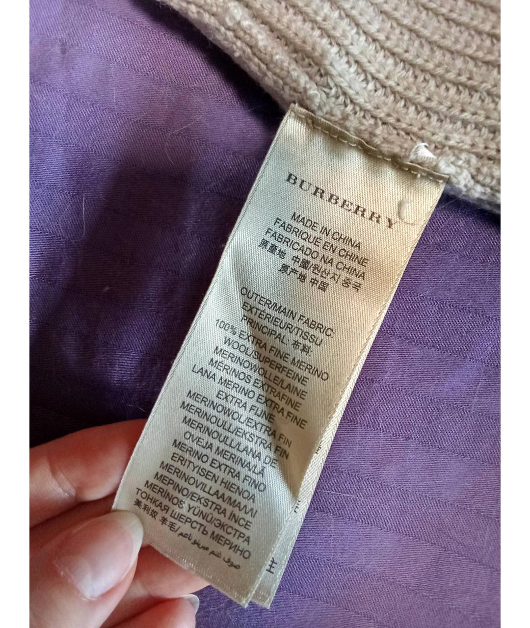 BURBERRY Бежевый шерстяной джемпер / свитер, фото 6