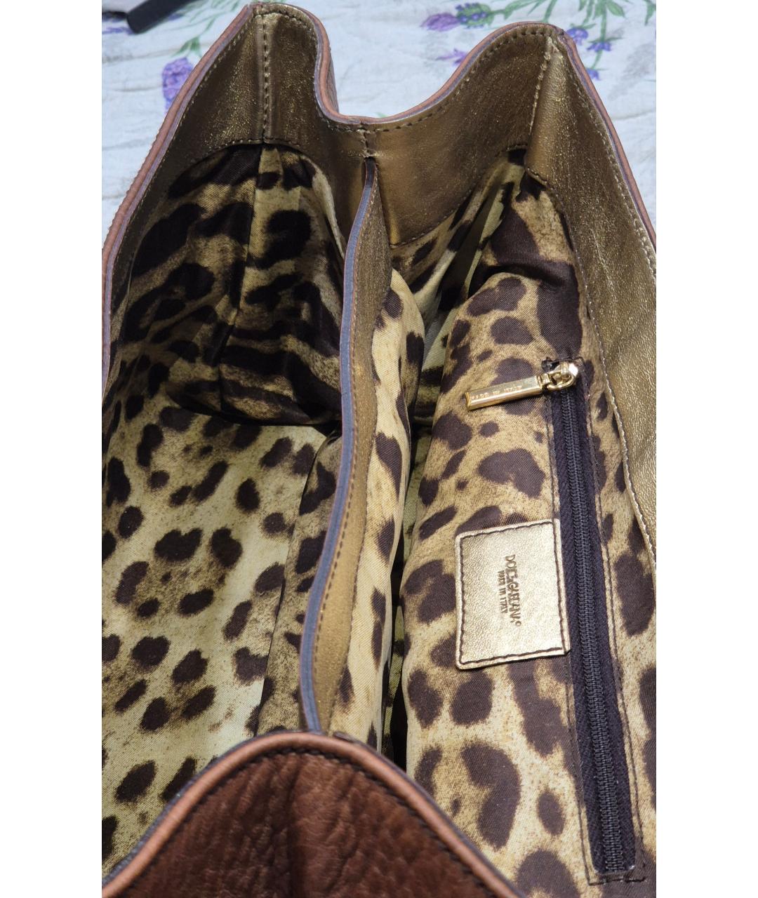 DOLCE&GABBANA Коричневая кожаная сумка через плечо, фото 5