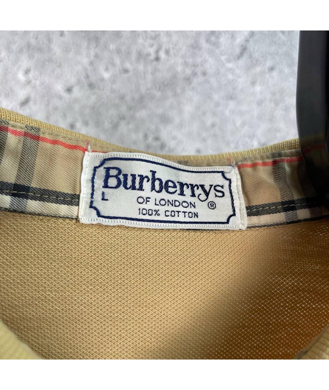 BURBERRY Бежевое хлопковое поло с коротким рукавом, фото 2