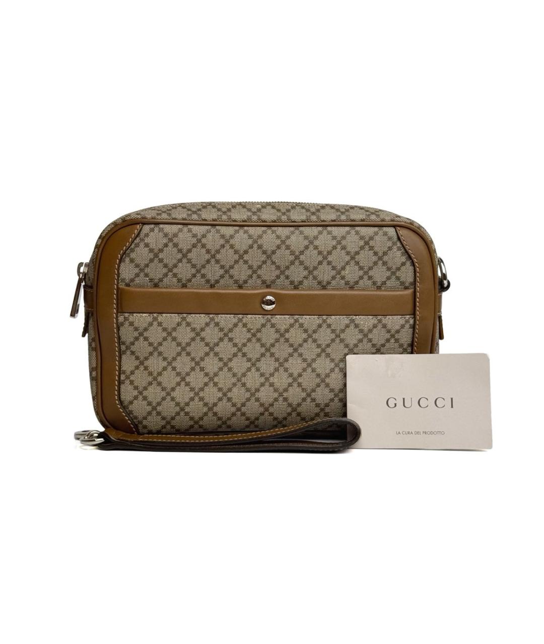GUCCI Бежевая тканевая барсетка, фото 2