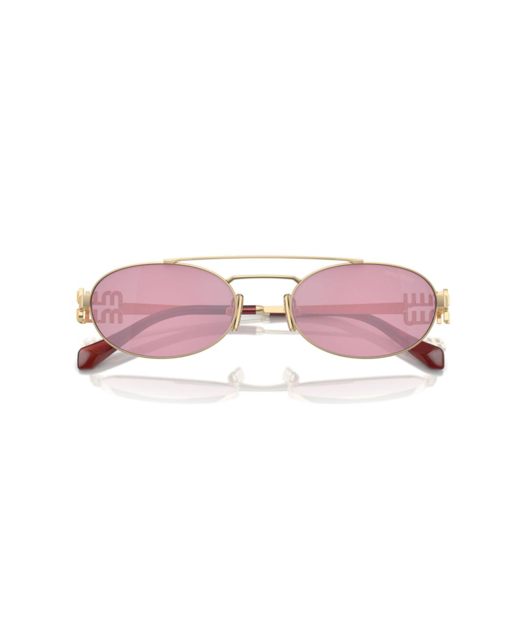 MIU MIU Золотые металлические солнцезащитные очки, фото 3