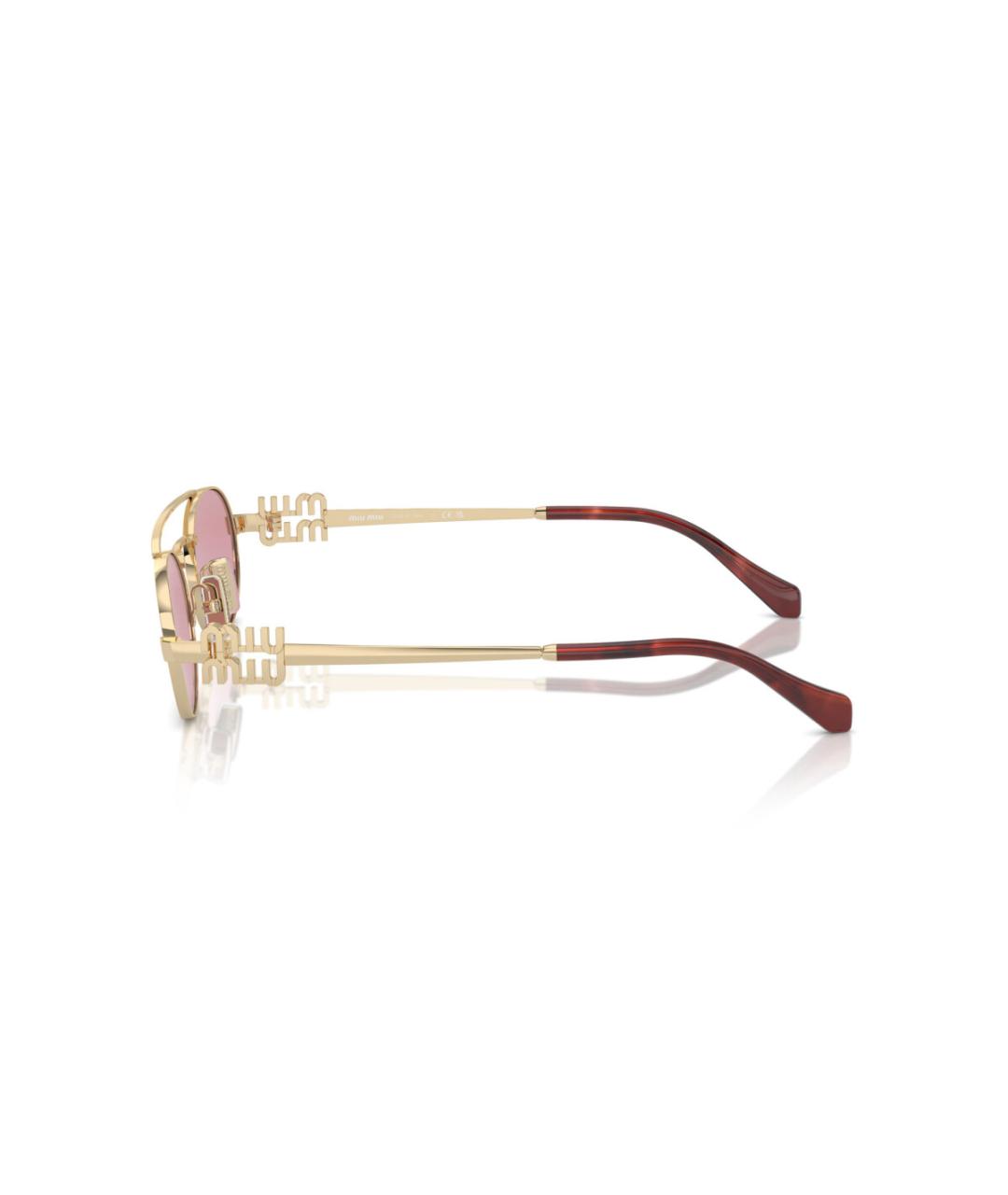 MIU MIU Золотые металлические солнцезащитные очки, фото 2