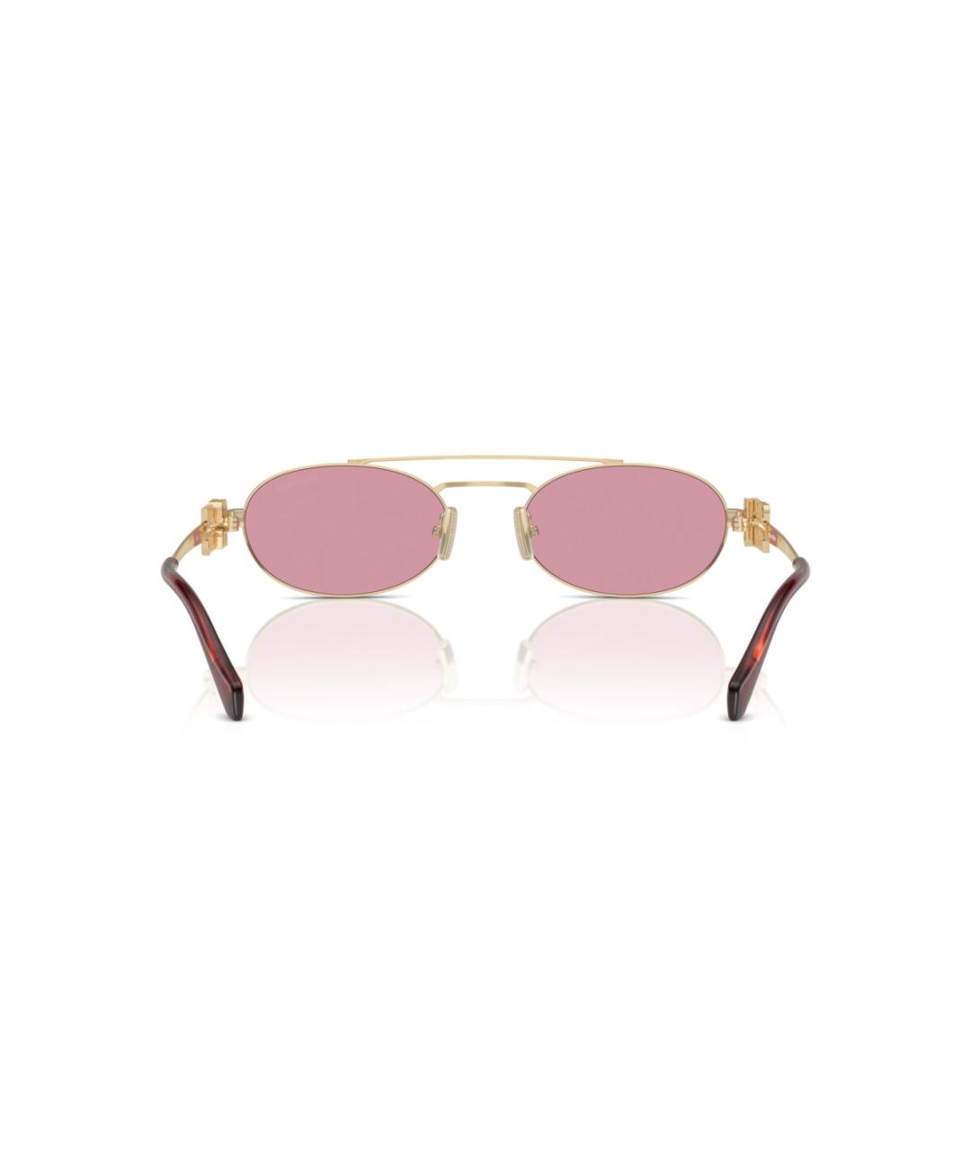 MIU MIU Золотые металлические солнцезащитные очки, фото 5