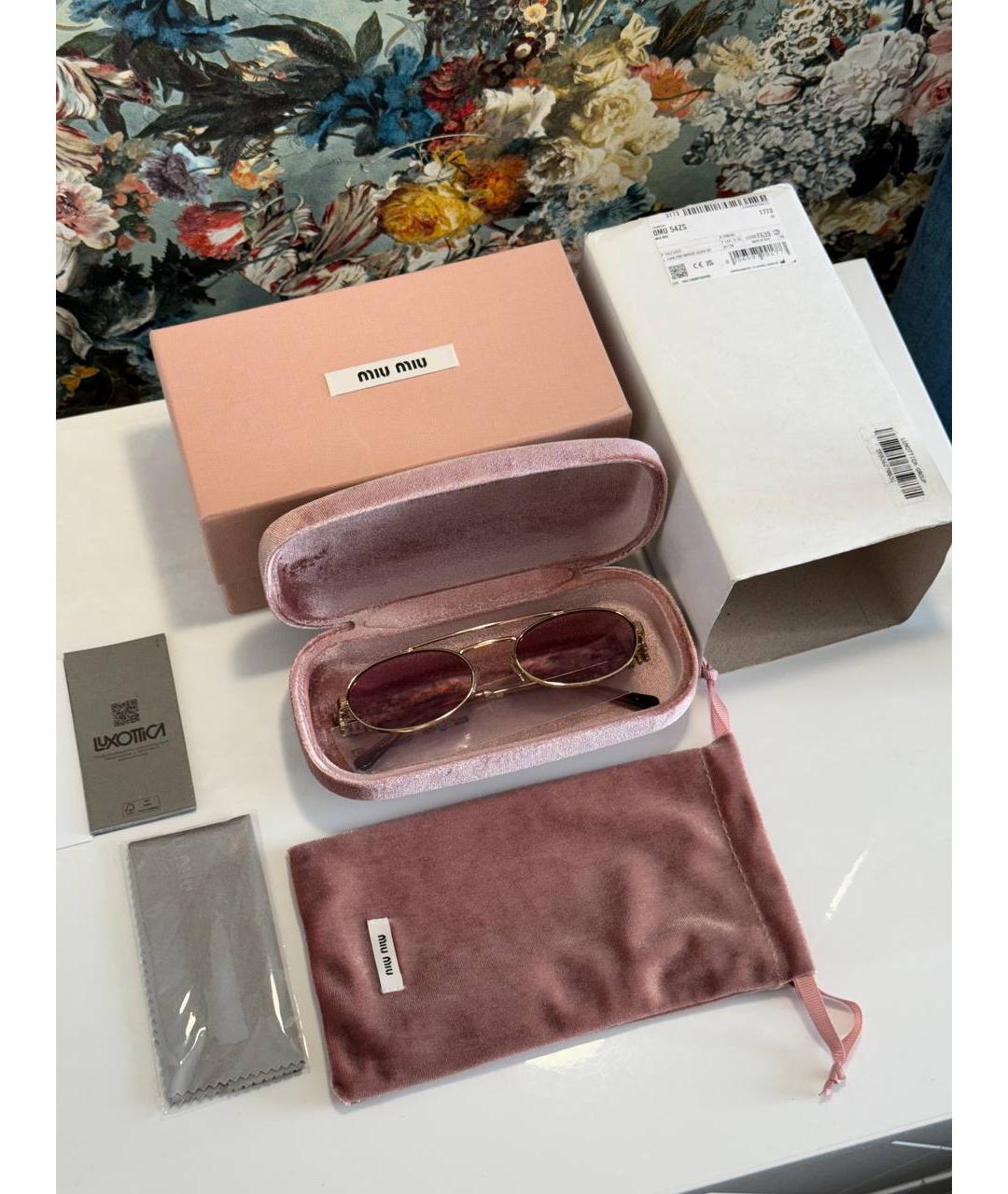 MIU MIU Золотые металлические солнцезащитные очки, фото 6