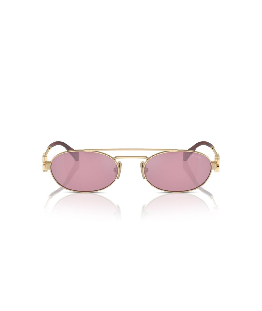 MIU MIU Золотые металлические солнцезащитные очки, фото 4