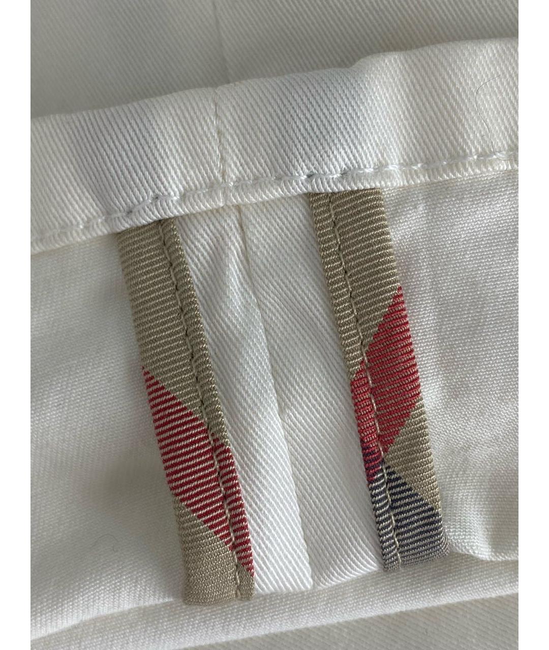 BURBERRY Белые хлопковые прямые брюки, фото 8
