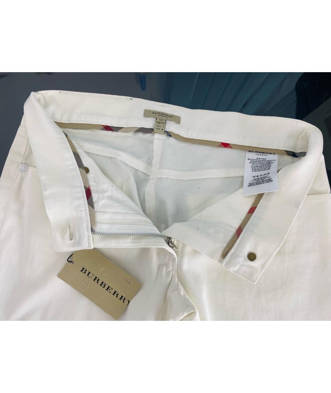 BURBERRY Белые хлопковые прямые брюки, фото 3