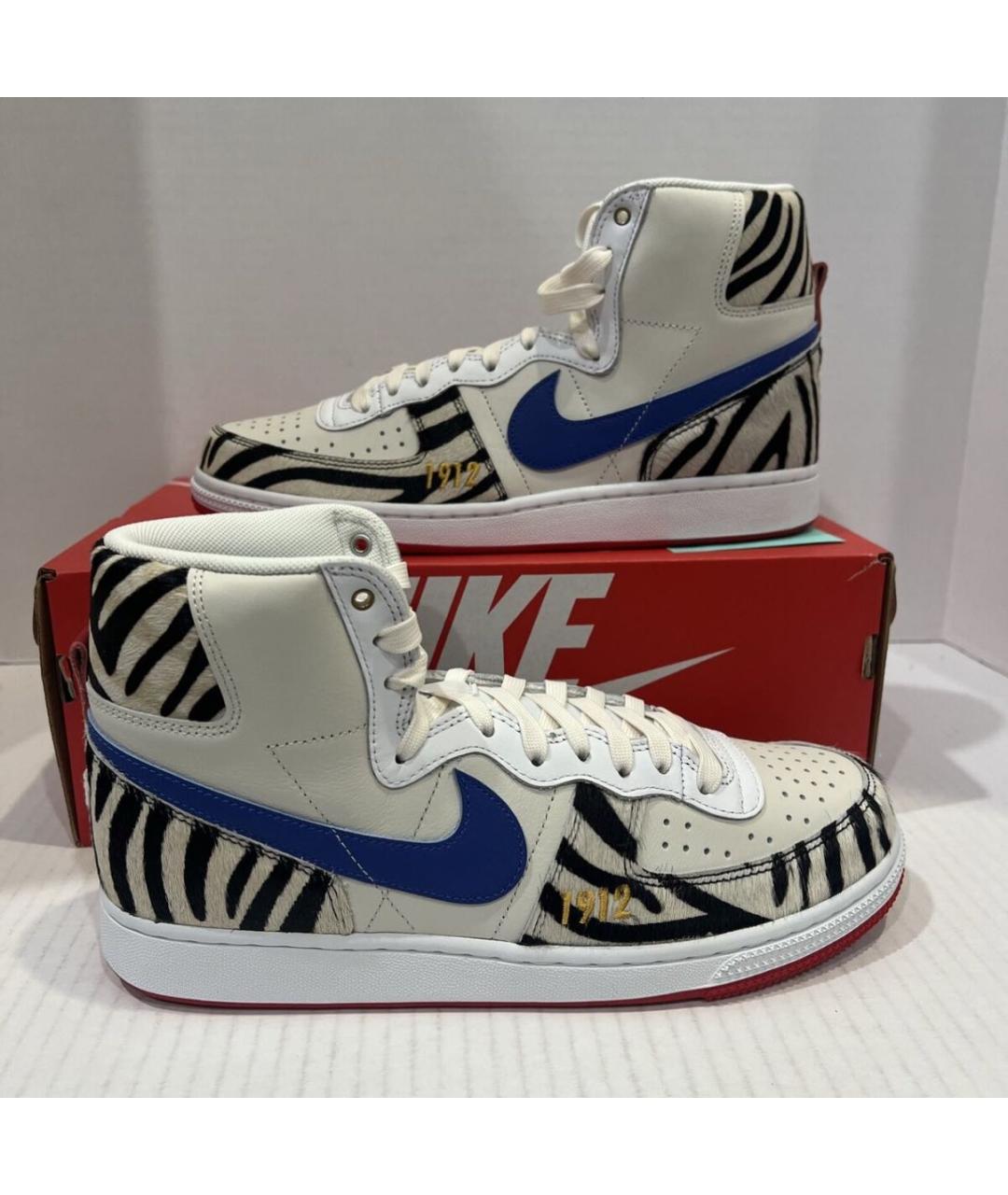 NIKE Бежевые кожаные высокие кроссовки / кеды, фото 9