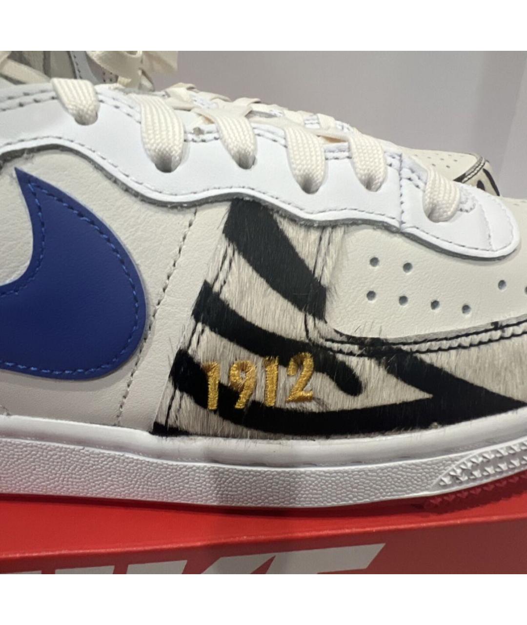 NIKE Бежевые кожаные высокие кроссовки / кеды, фото 3