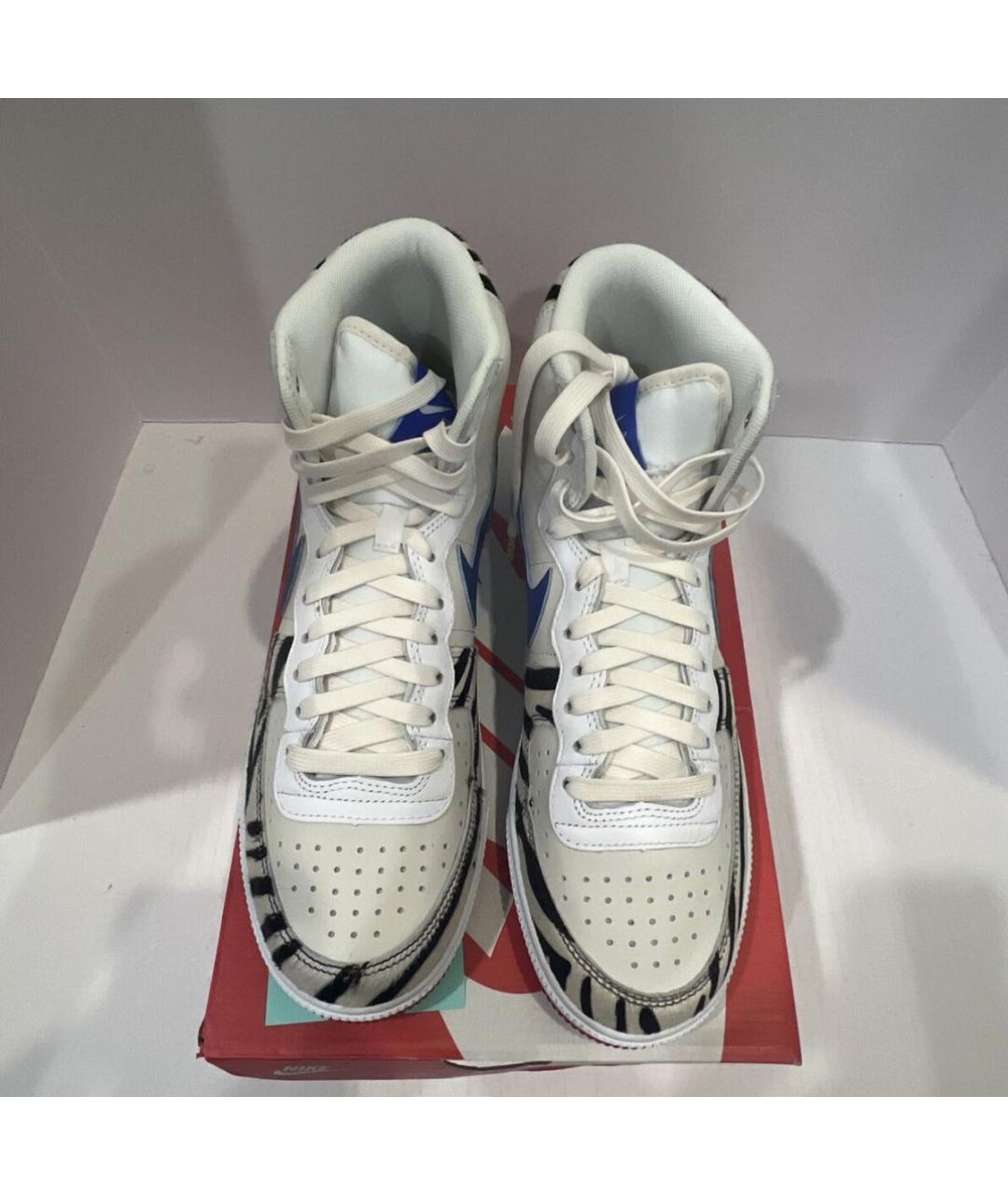 NIKE Бежевые кожаные высокие кроссовки / кеды, фото 2