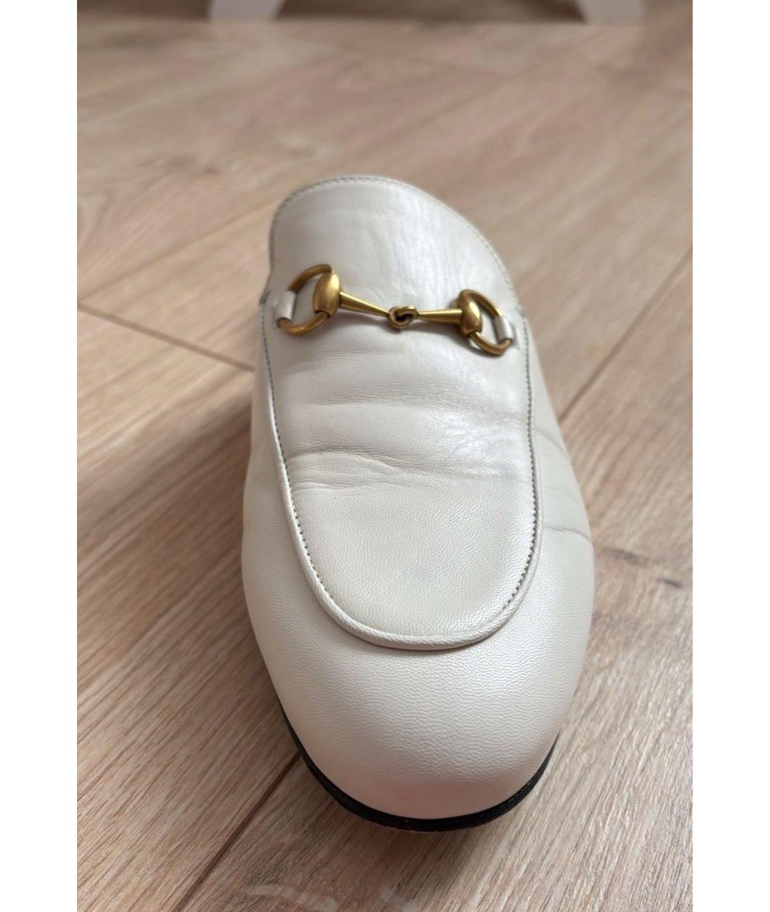 GUCCI Белые кожаные мюли, фото 2