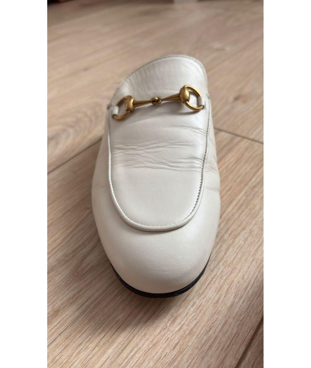 GUCCI Белые кожаные мюли, фото 3