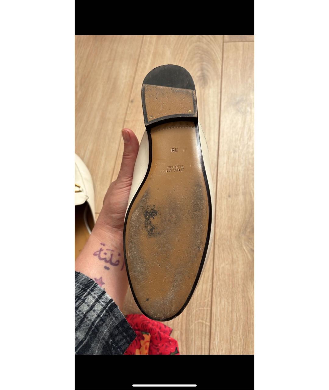 GUCCI Белые кожаные мюли, фото 4