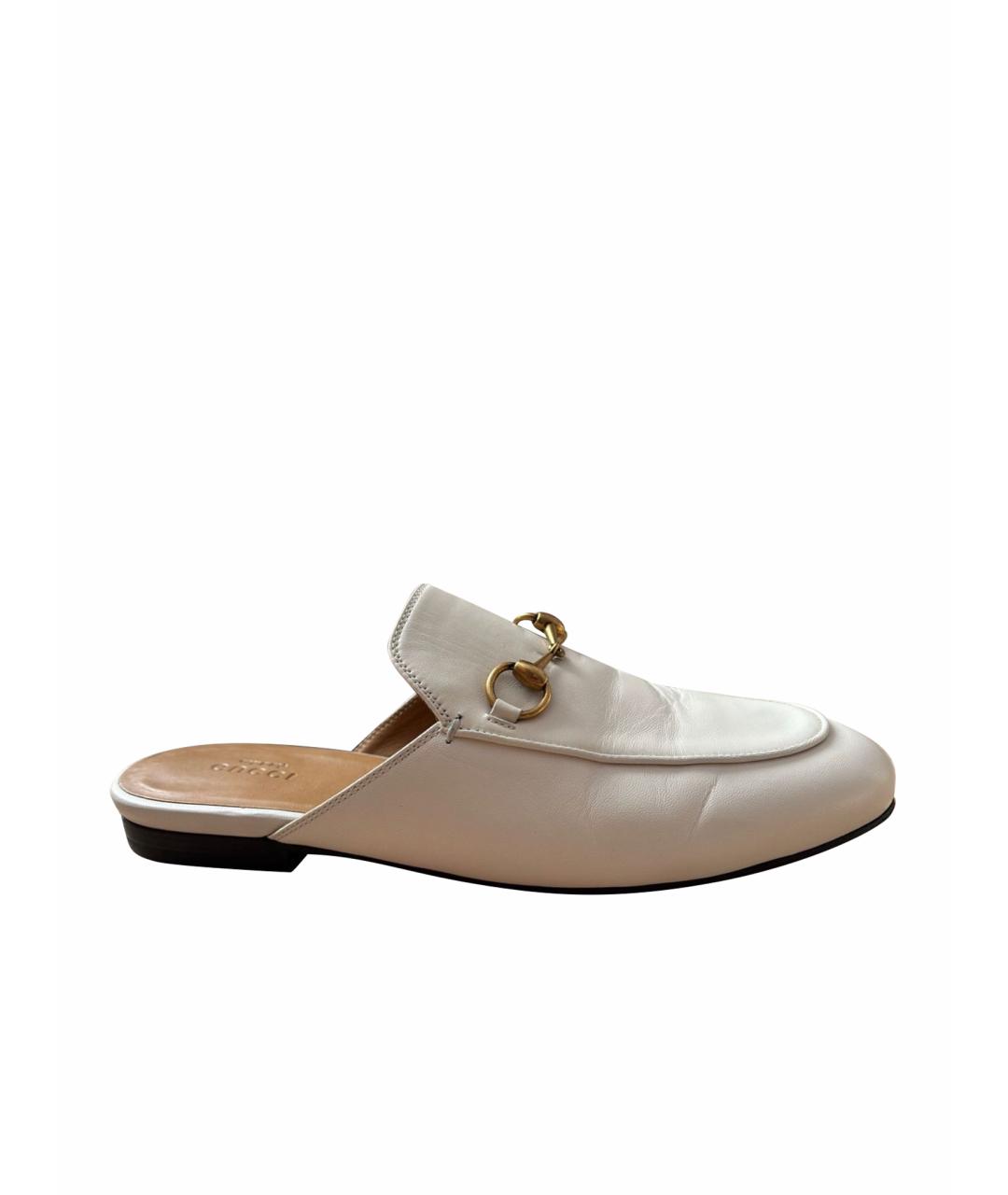 GUCCI Белые кожаные мюли, фото 1