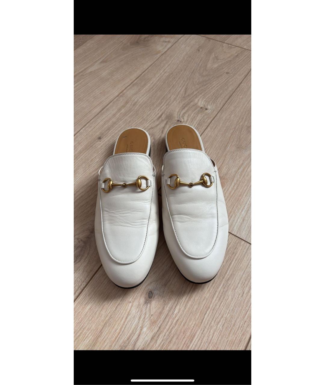 GUCCI Белые кожаные мюли, фото 6
