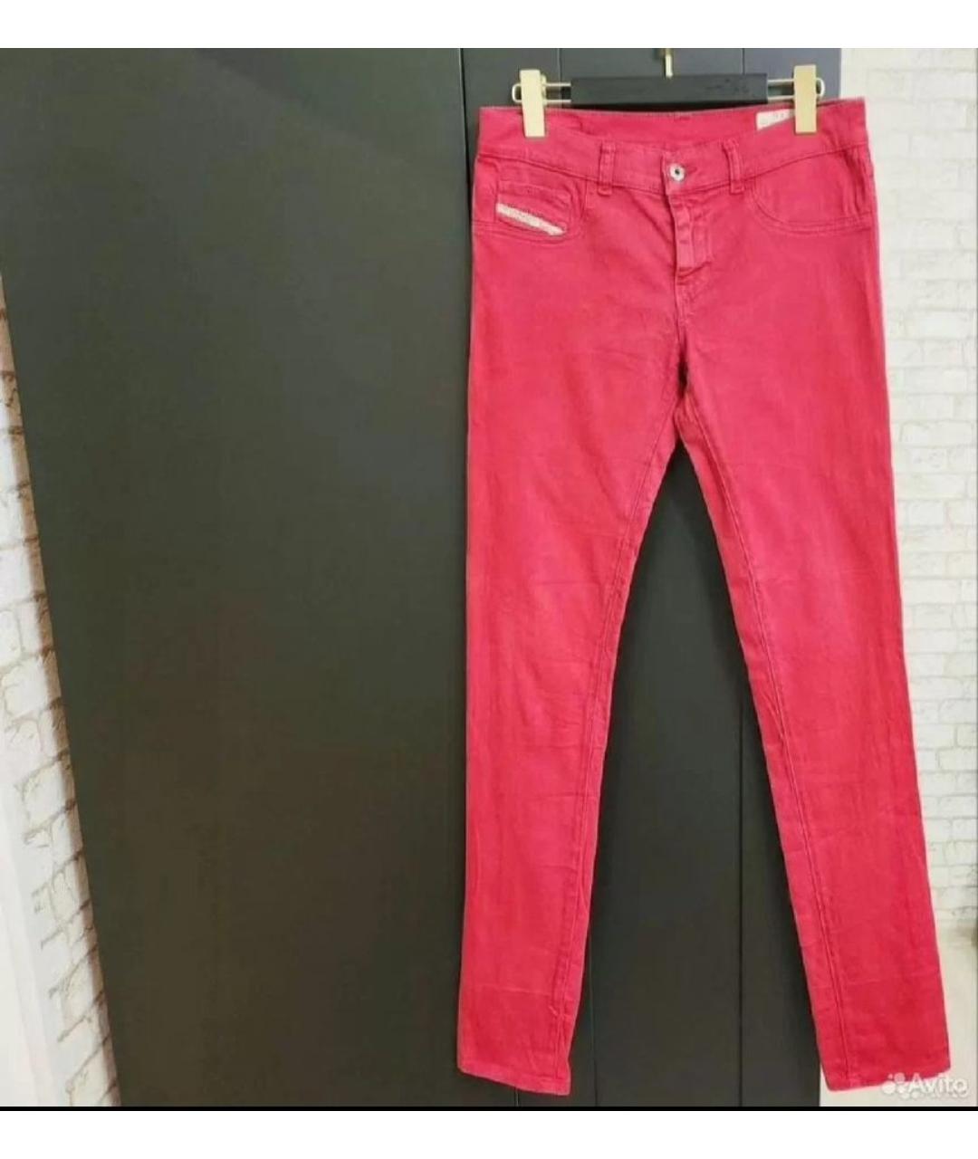 DIESEL Бордовые хлопковые прямые джинсы, фото 10