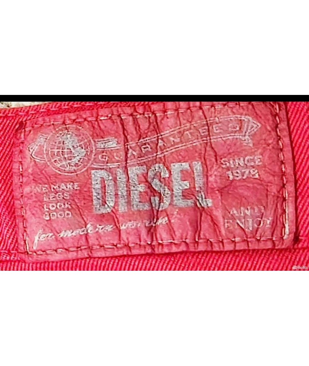 DIESEL Бордовые хлопковые прямые джинсы, фото 4