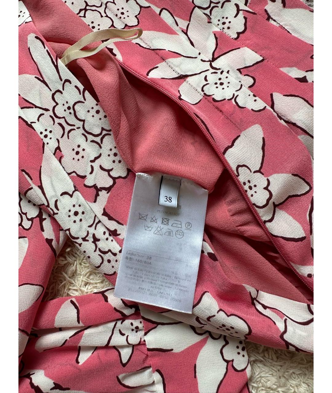 VALENTINO Коралловое шифоновое повседневное платье, фото 6