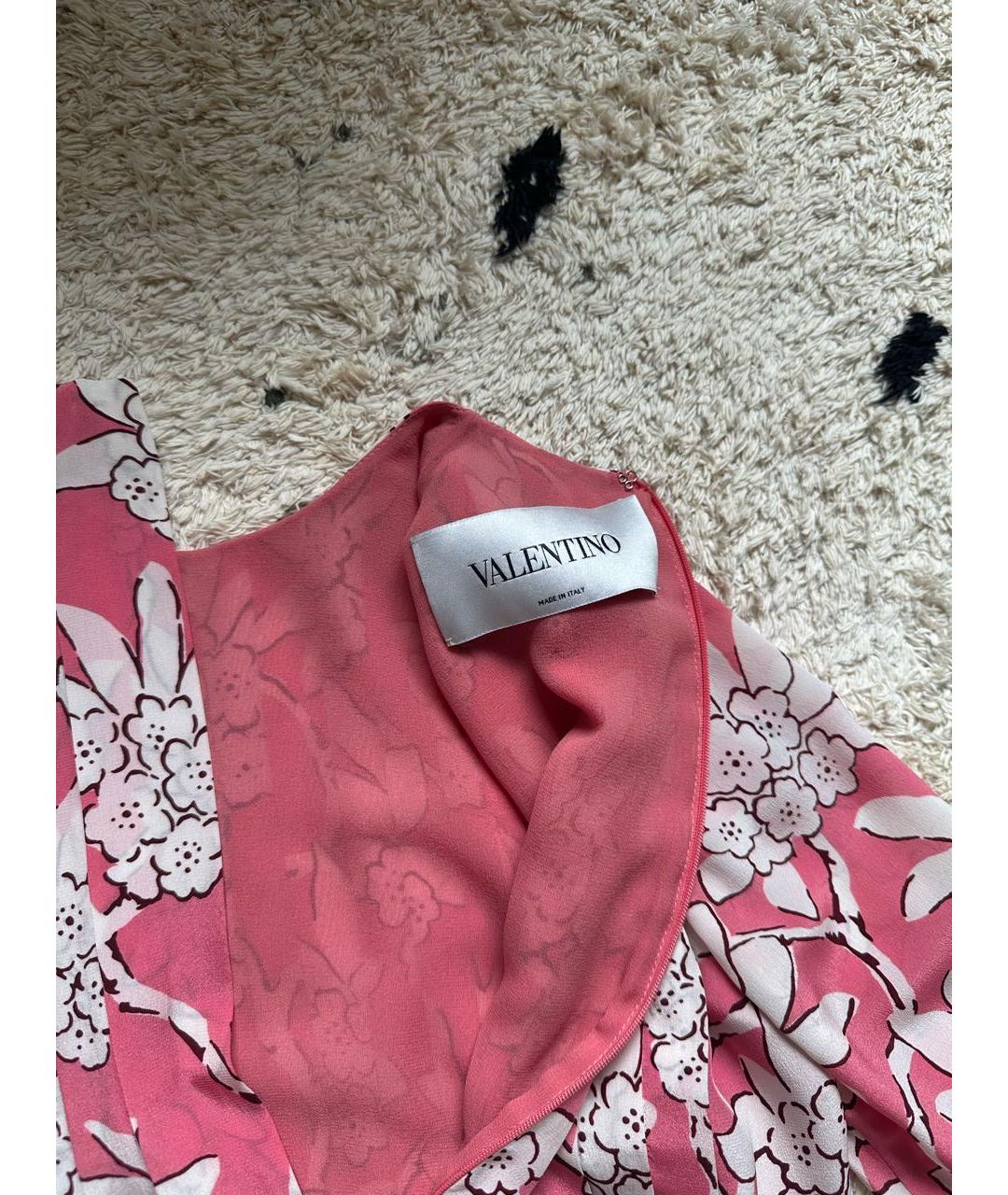 VALENTINO Коралловое шифоновое повседневное платье, фото 3