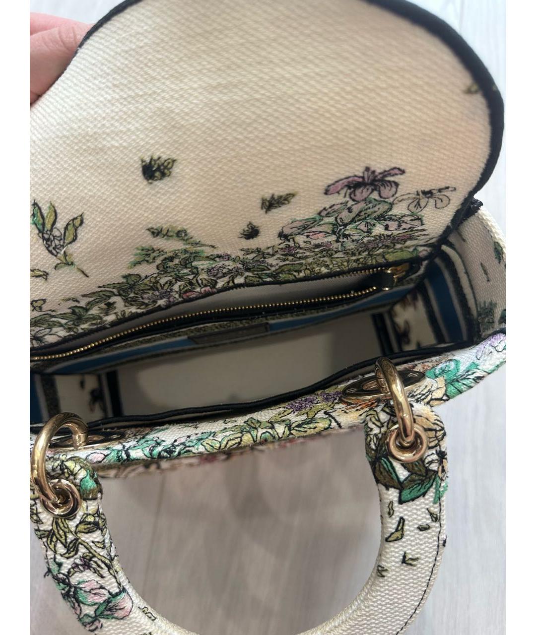 CHRISTIAN DIOR Белая тканевая сумка с короткими ручками, фото 4
