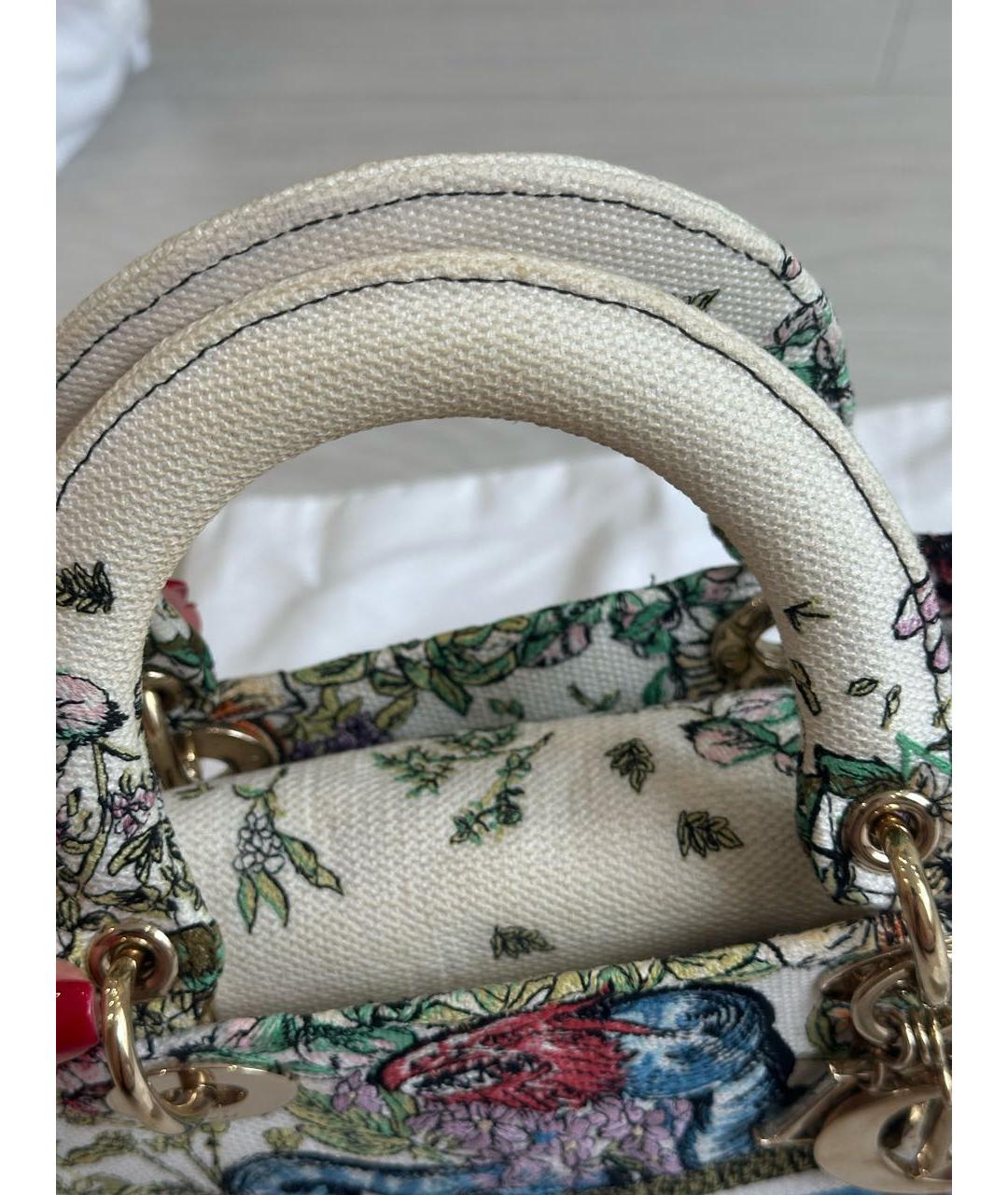 CHRISTIAN DIOR Белая тканевая сумка с короткими ручками, фото 5