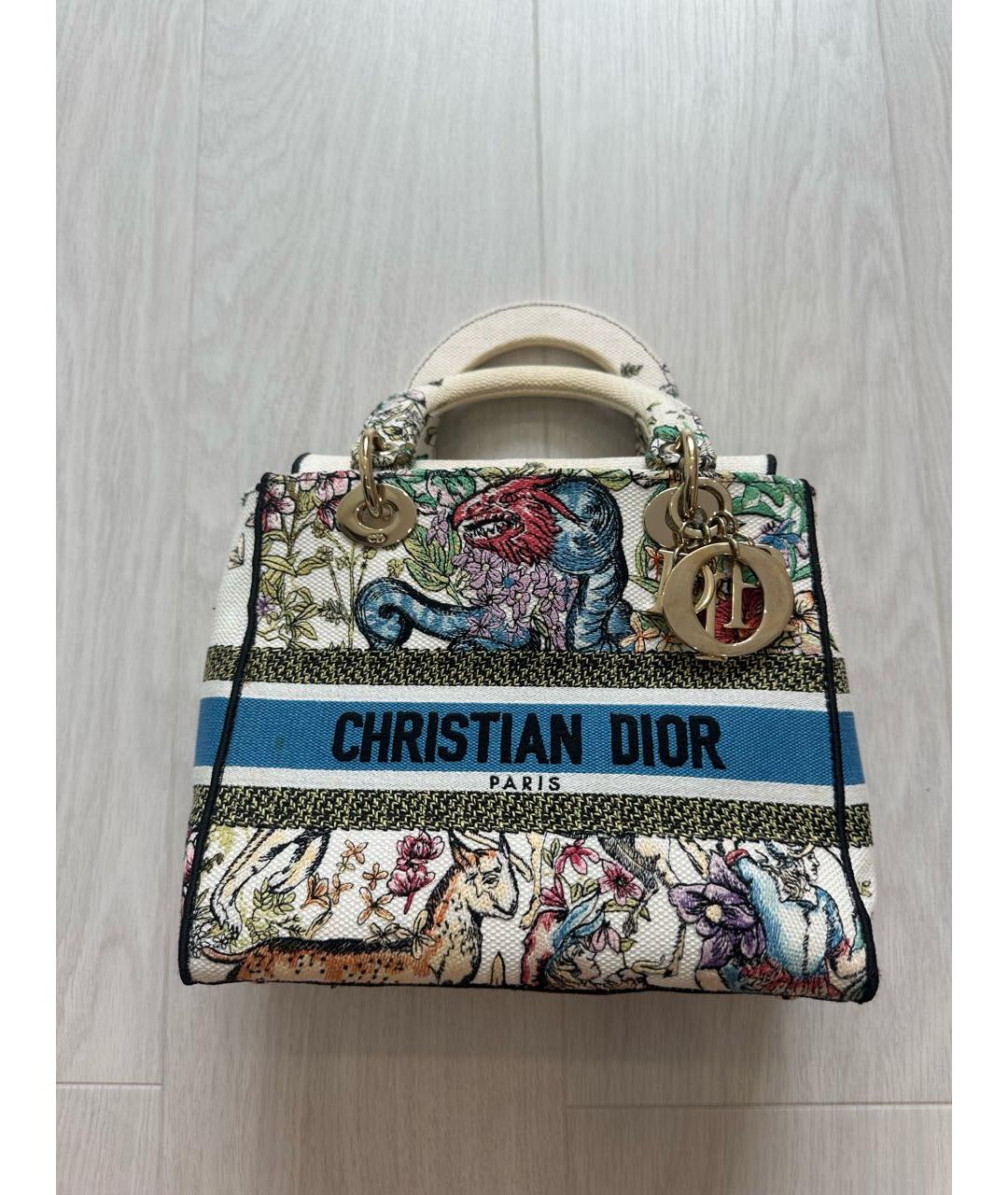 CHRISTIAN DIOR Белая тканевая сумка с короткими ручками, фото 9