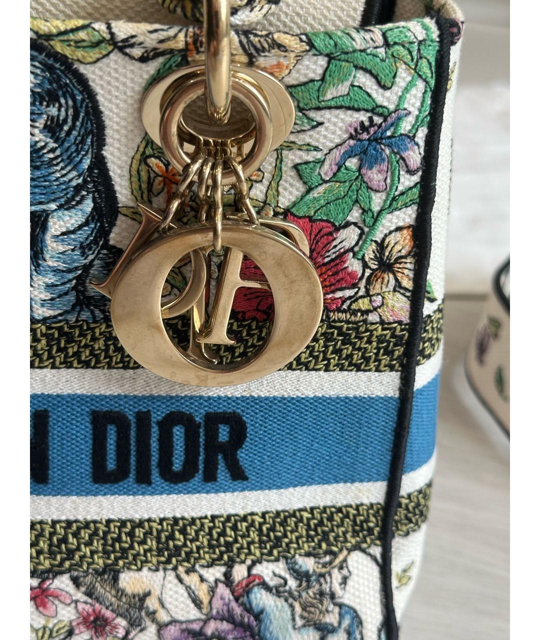 CHRISTIAN DIOR Белая тканевая сумка с короткими ручками, фото 7