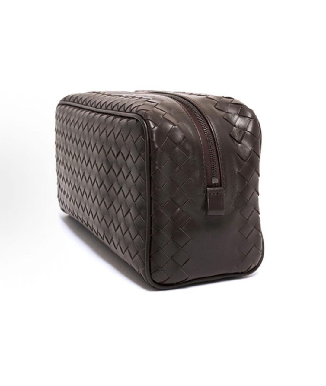 BOTTEGA VENETA Коричневая кожаная косметичка, фото 2