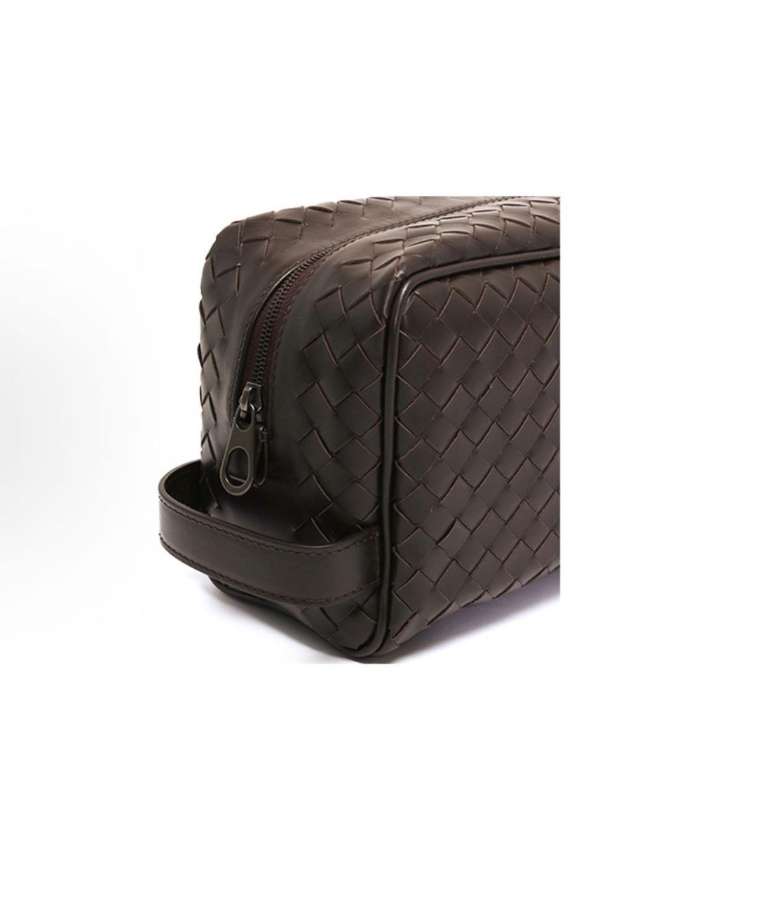 BOTTEGA VENETA Коричневая кожаная косметичка, фото 4