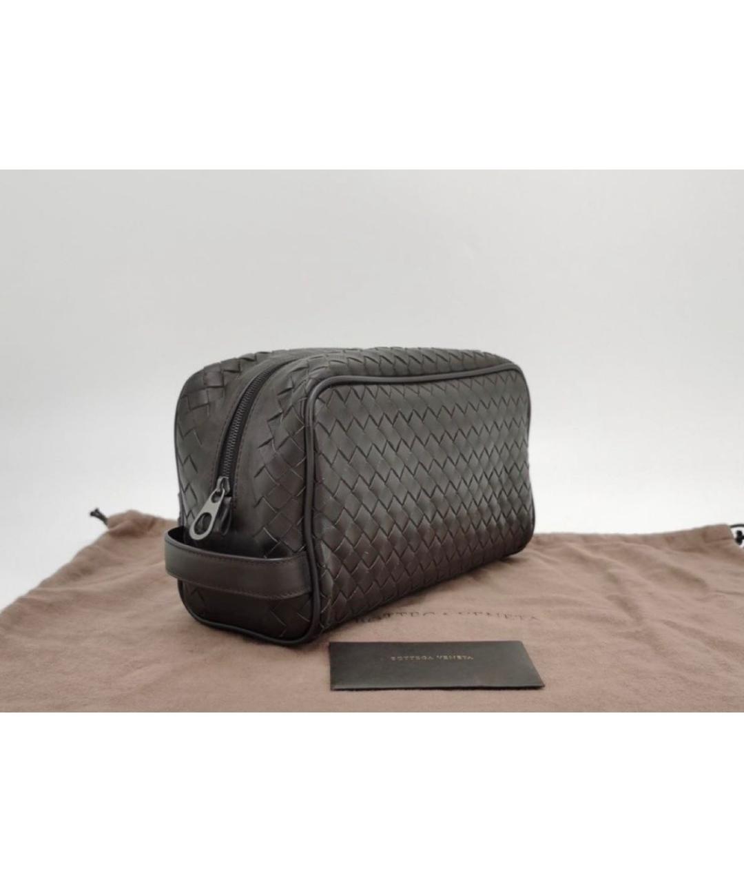 BOTTEGA VENETA Коричневая кожаная косметичка, фото 6