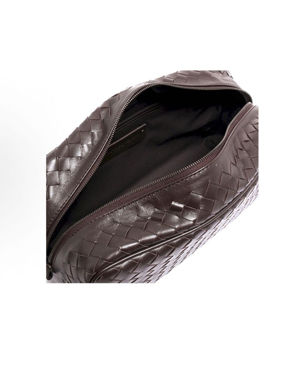 BOTTEGA VENETA Коричневая кожаная косметичка, фото 3