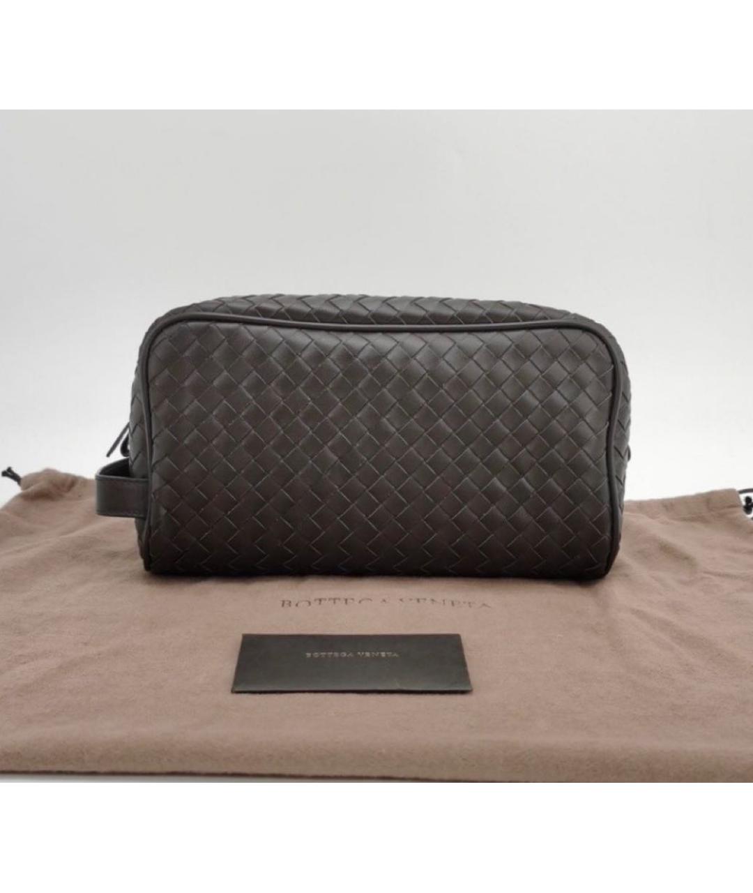 BOTTEGA VENETA Коричневая кожаная косметичка, фото 5