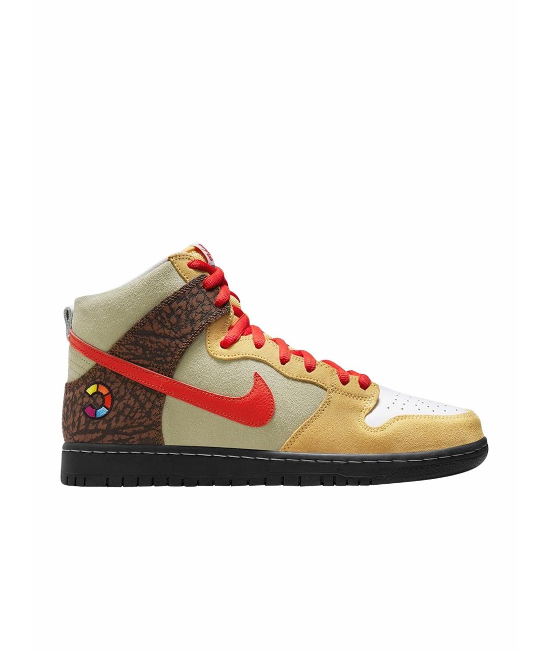 NIKE Горчичные замшевые высокие кроссовки / кеды, фото 1