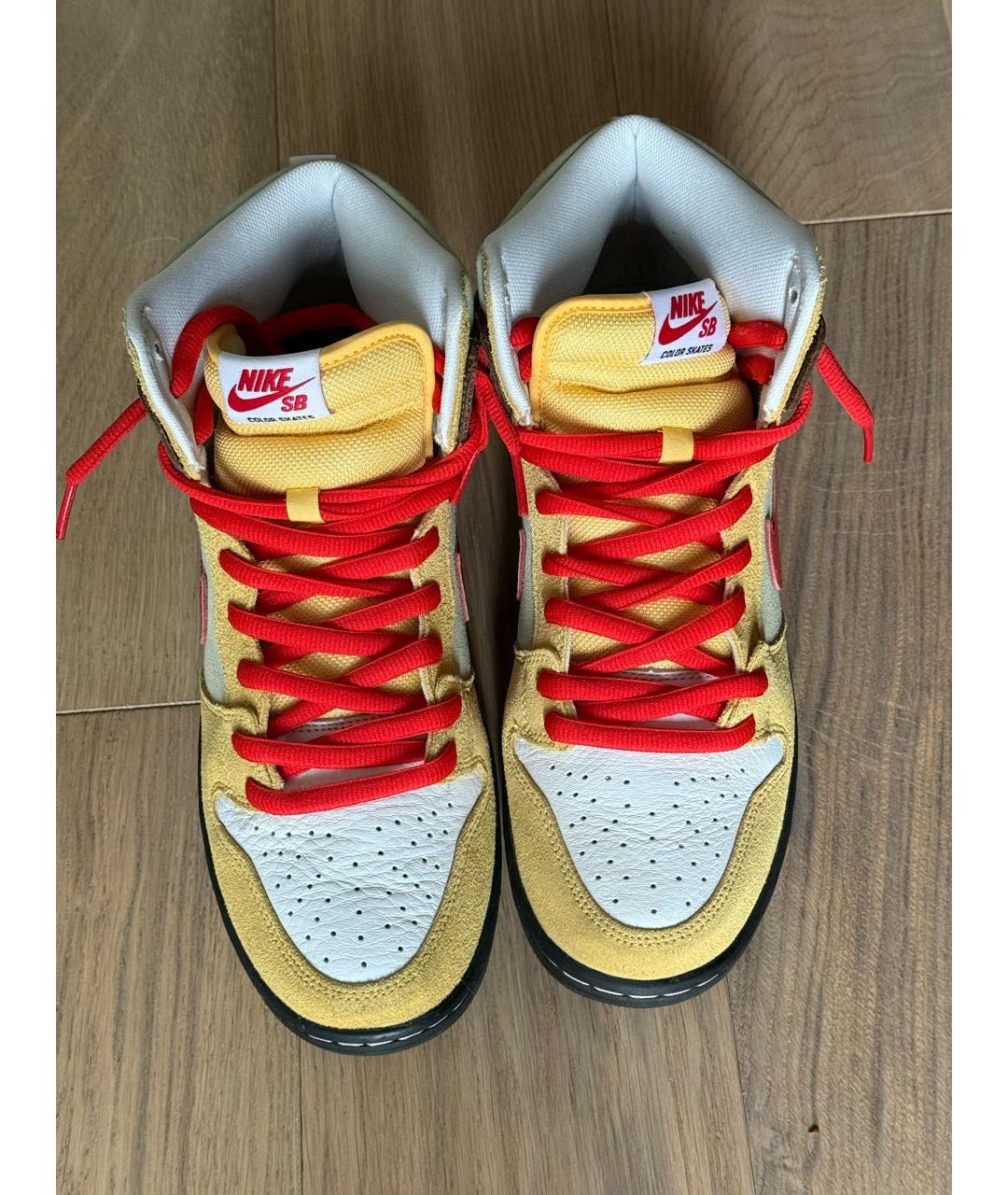 NIKE Горчичные замшевые высокие кроссовки / кеды, фото 2