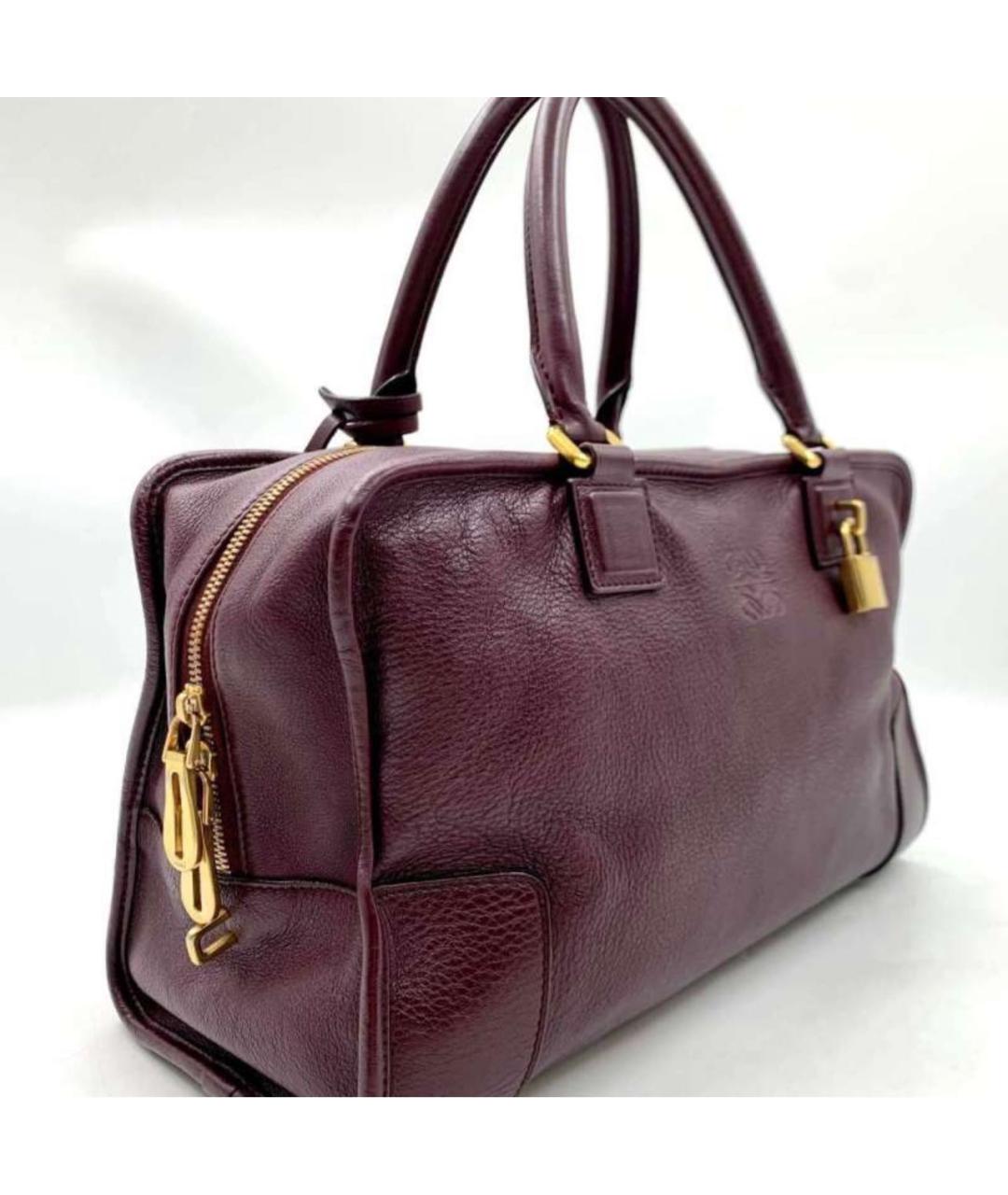 LOEWE Бордовая кожаная сумка тоут, фото 2