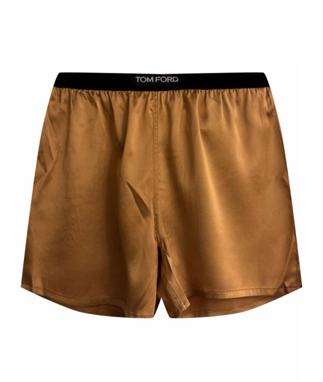 TOM FORD Золотые шелковые шорты, фото 1