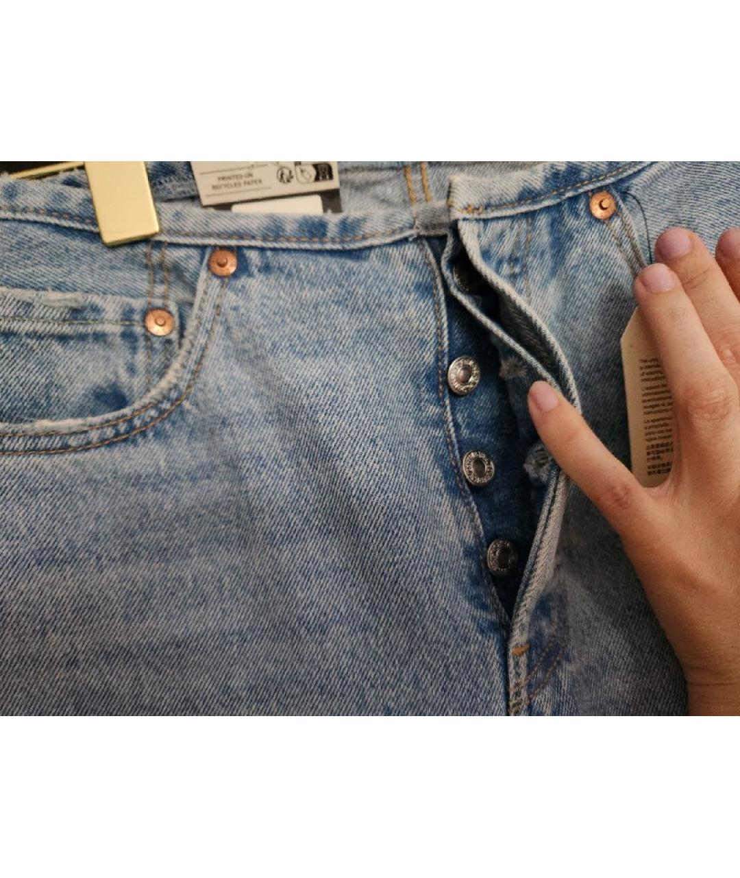 LEVI'S Голубые хлопковые прямые джинсы, фото 5