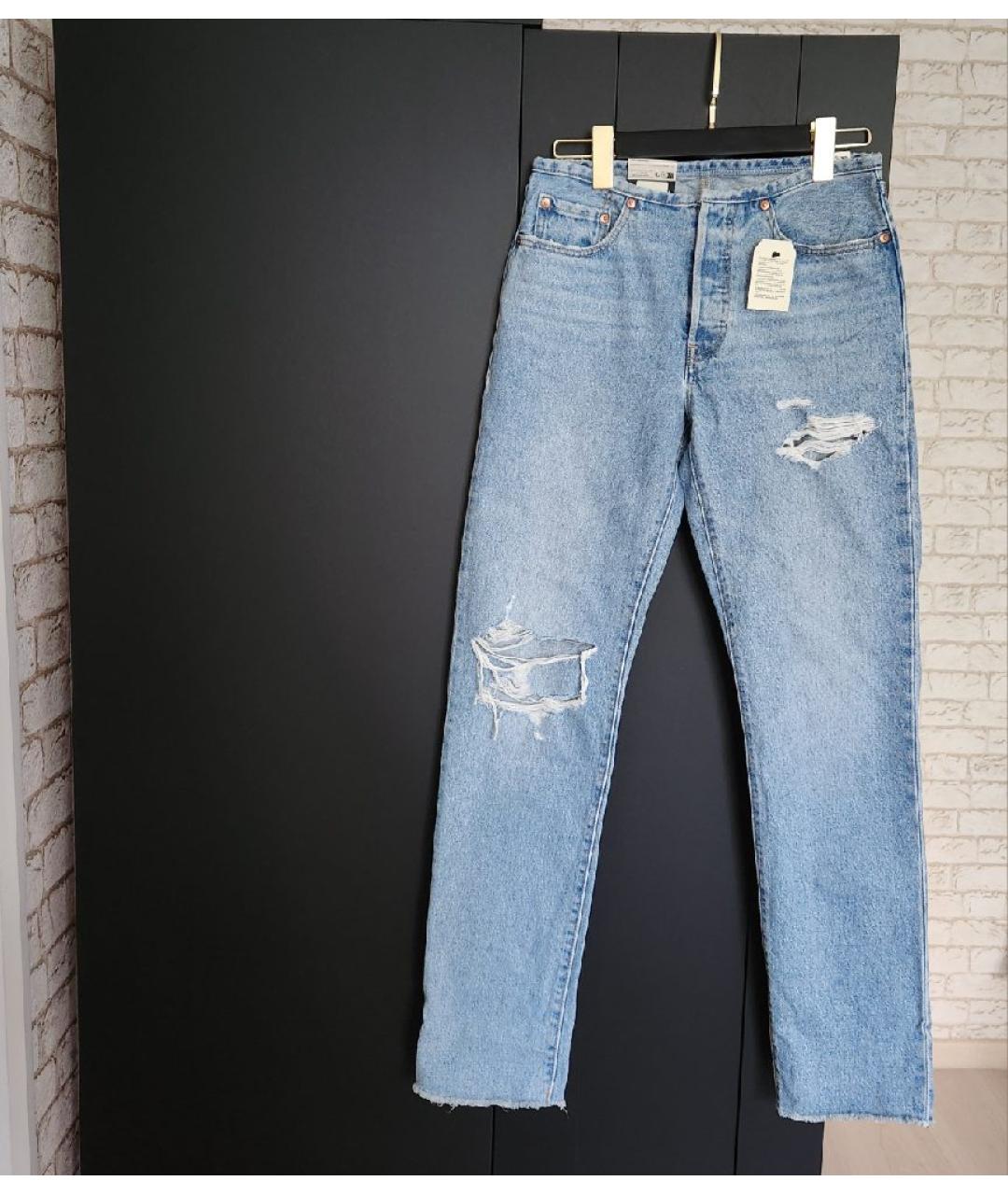 LEVI'S Голубые хлопковые прямые джинсы, фото 8