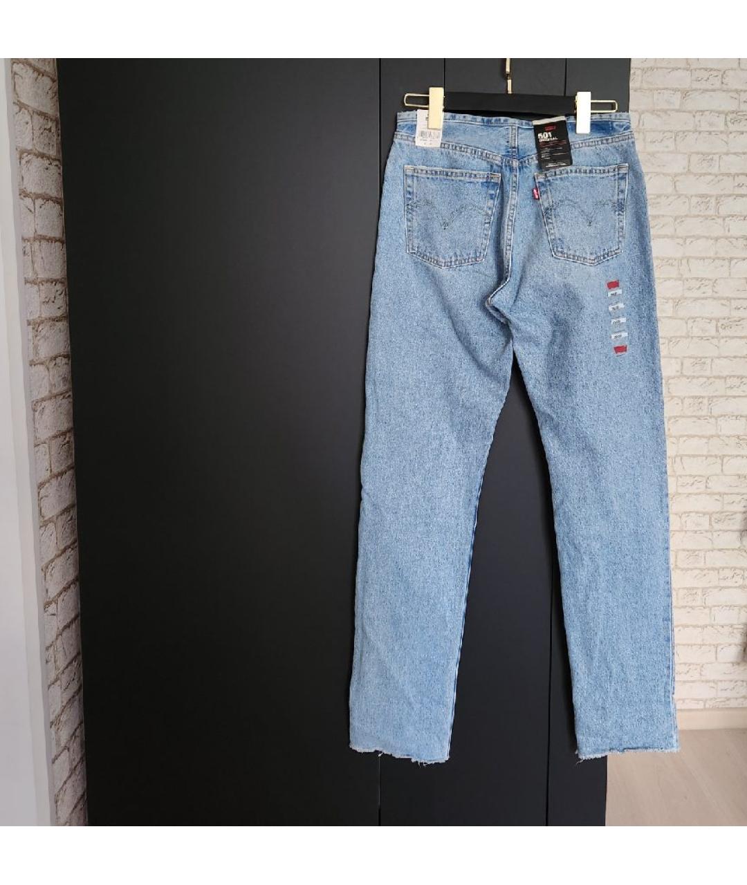 LEVI'S Голубые хлопковые прямые джинсы, фото 2