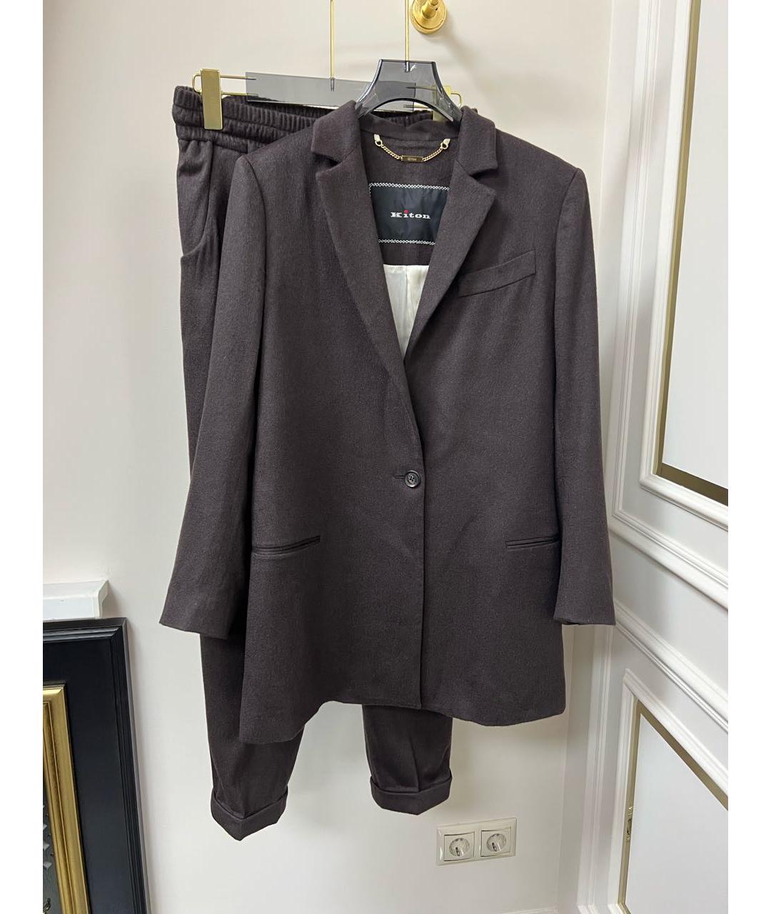 KITON Коричневый кашемировый костюм с брюками, фото 3